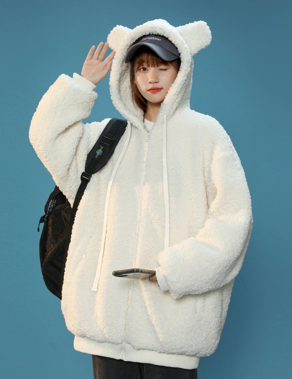 Women's Furry Bunny Ears Winter Jacket