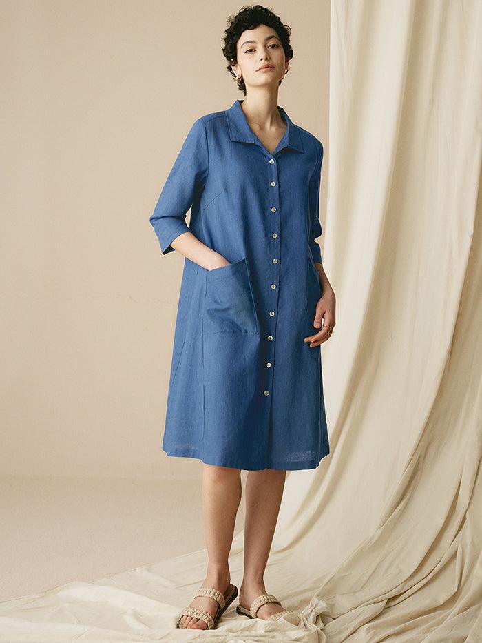 100% Linen Shirt Dress MADISON