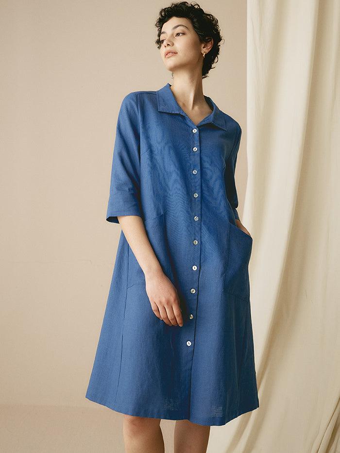100% Linen Shirt Dress MADISON