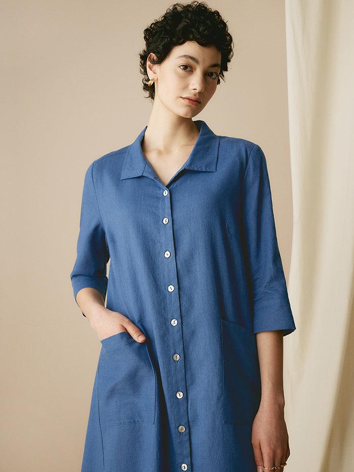 100% Linen Shirt Dress MADISON