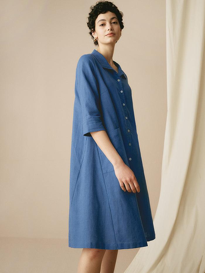 100% Linen Shirt Dress MADISON