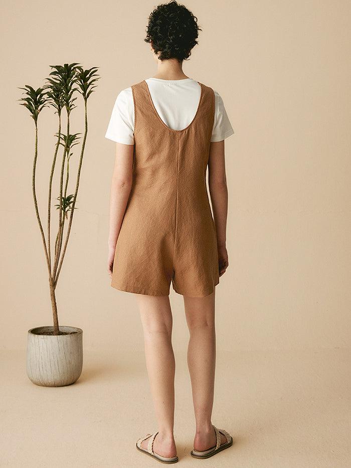 100% Linen U-Neck Short Jumpsuit KENDALL
