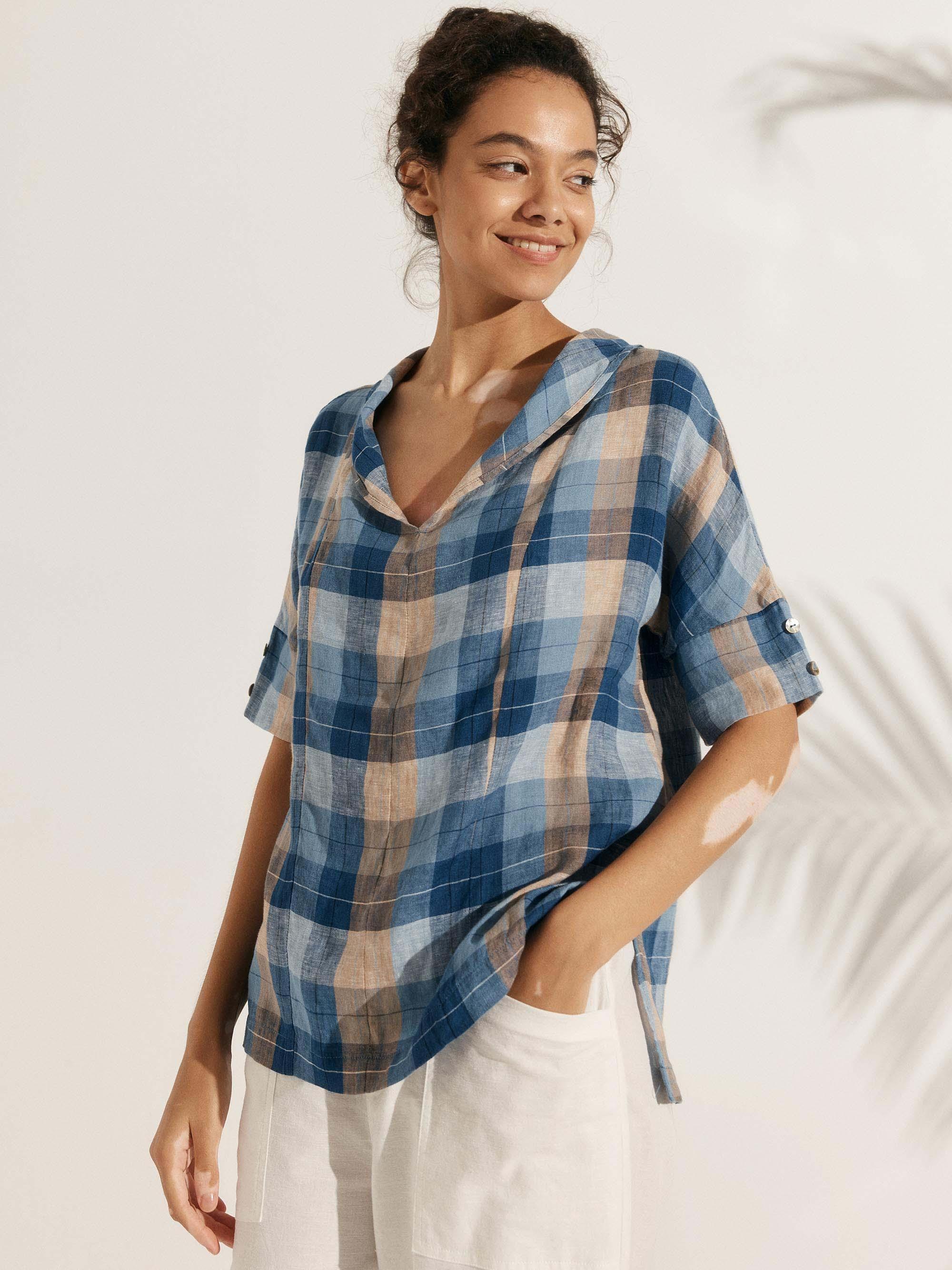 Linen V Neck Short Sleeve Shirt SIERRA