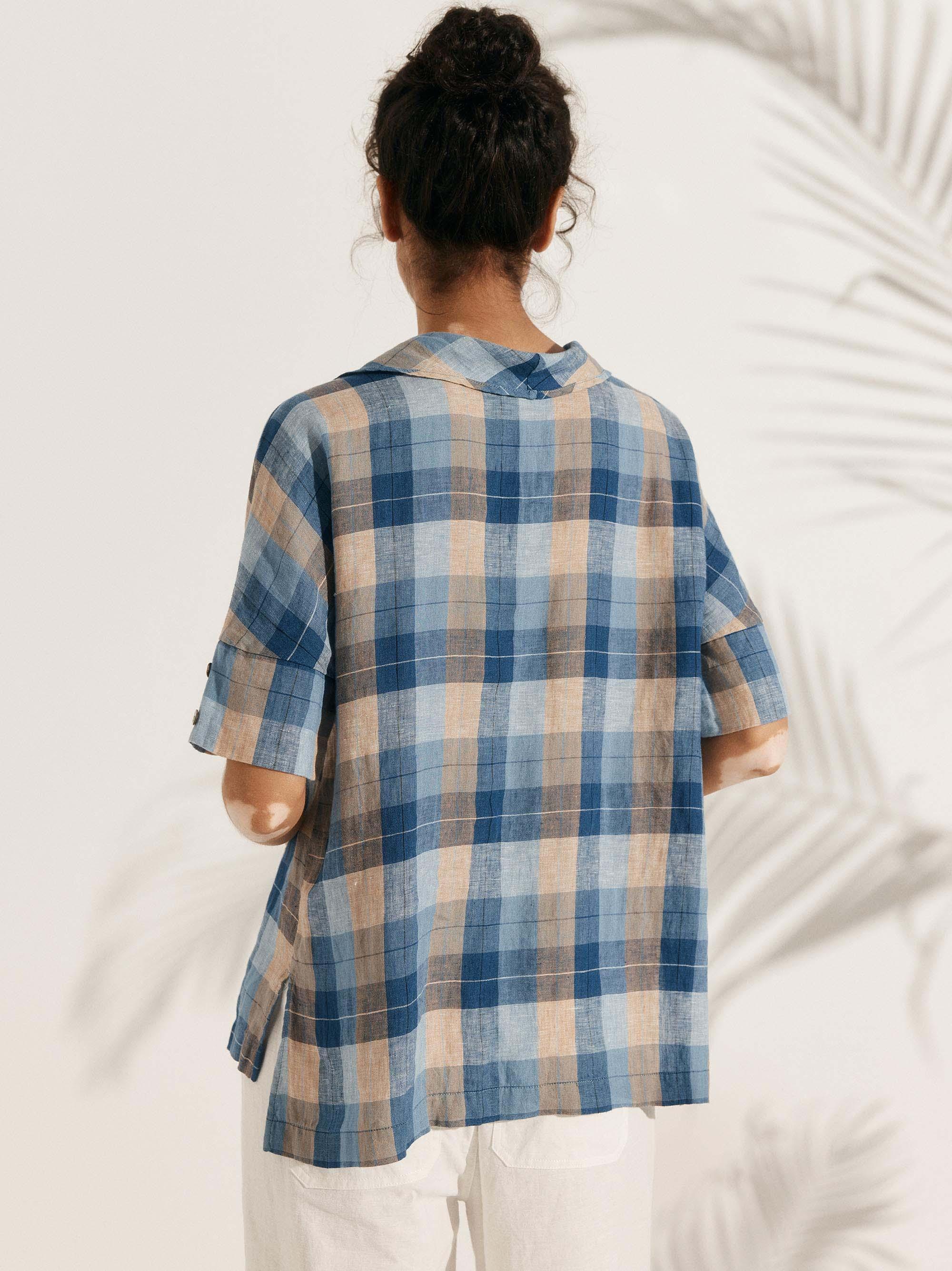 Linen V Neck Short Sleeve Shirt SIERRA