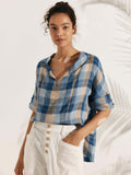 Linen V Neck Short Sleeve Shirt SIERRA
