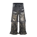 DISTRESSED SPLIT CAMO DENIM