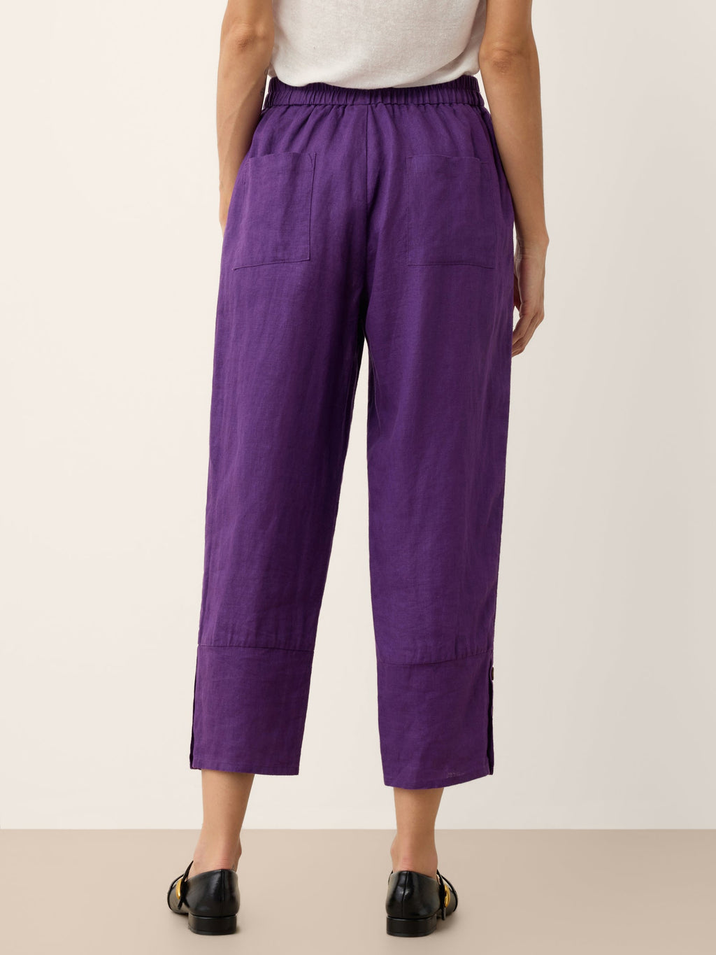 100% Linen Artisan Button Tapered Pants KATHERINE