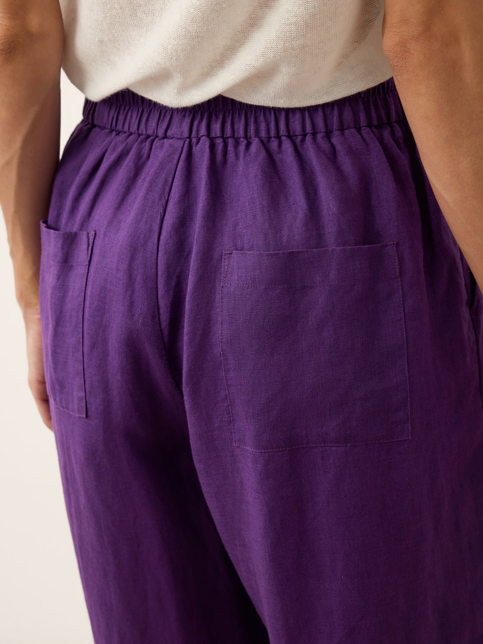100% Linen Artisan Button Tapered Pants KATHERINE