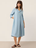 100% Linen Asymmetric Shawl Collar A-Line Mini Dress WINIFRED