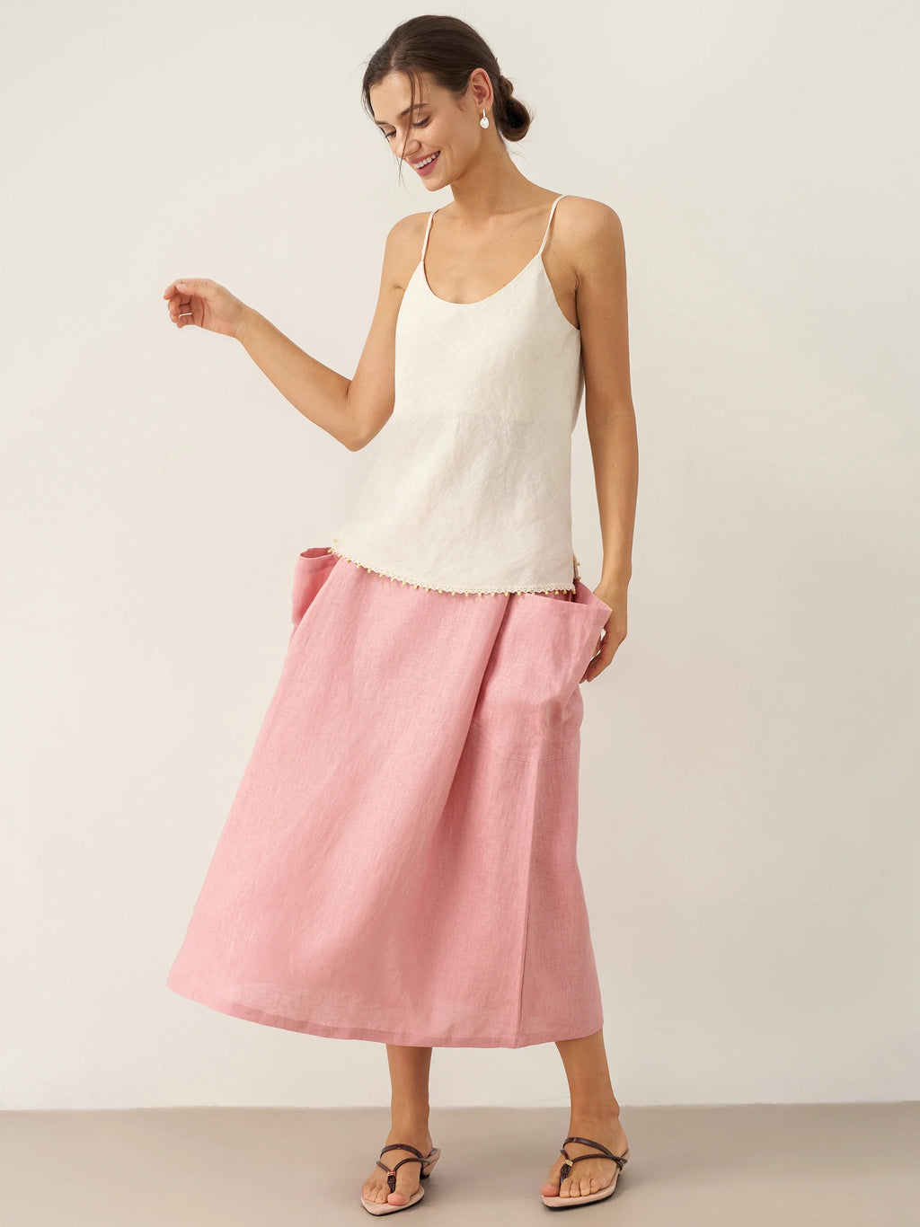 100% Linen Beaded Hem Camisole Bree