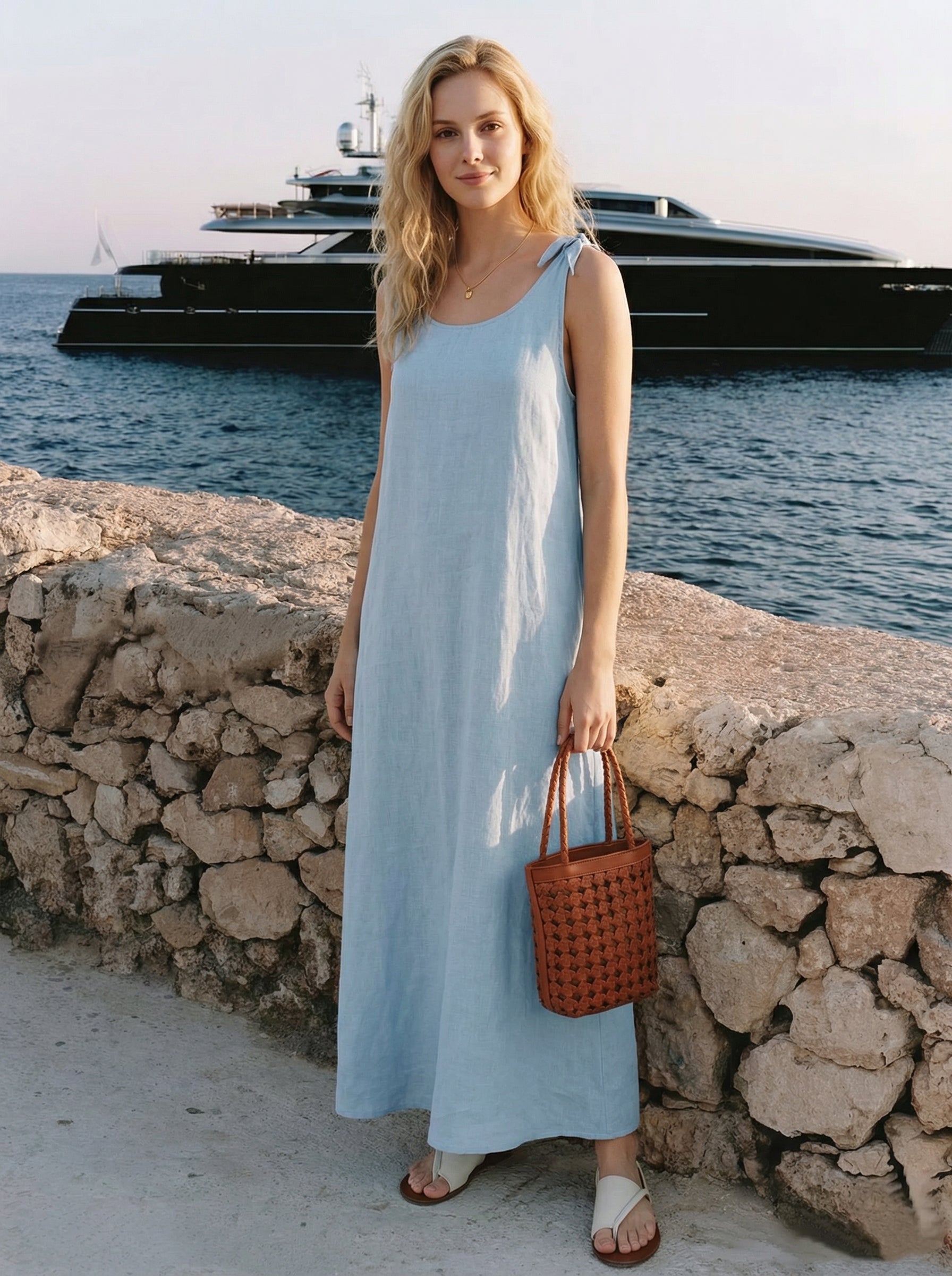 100% Linen Camisole Dress QEARL