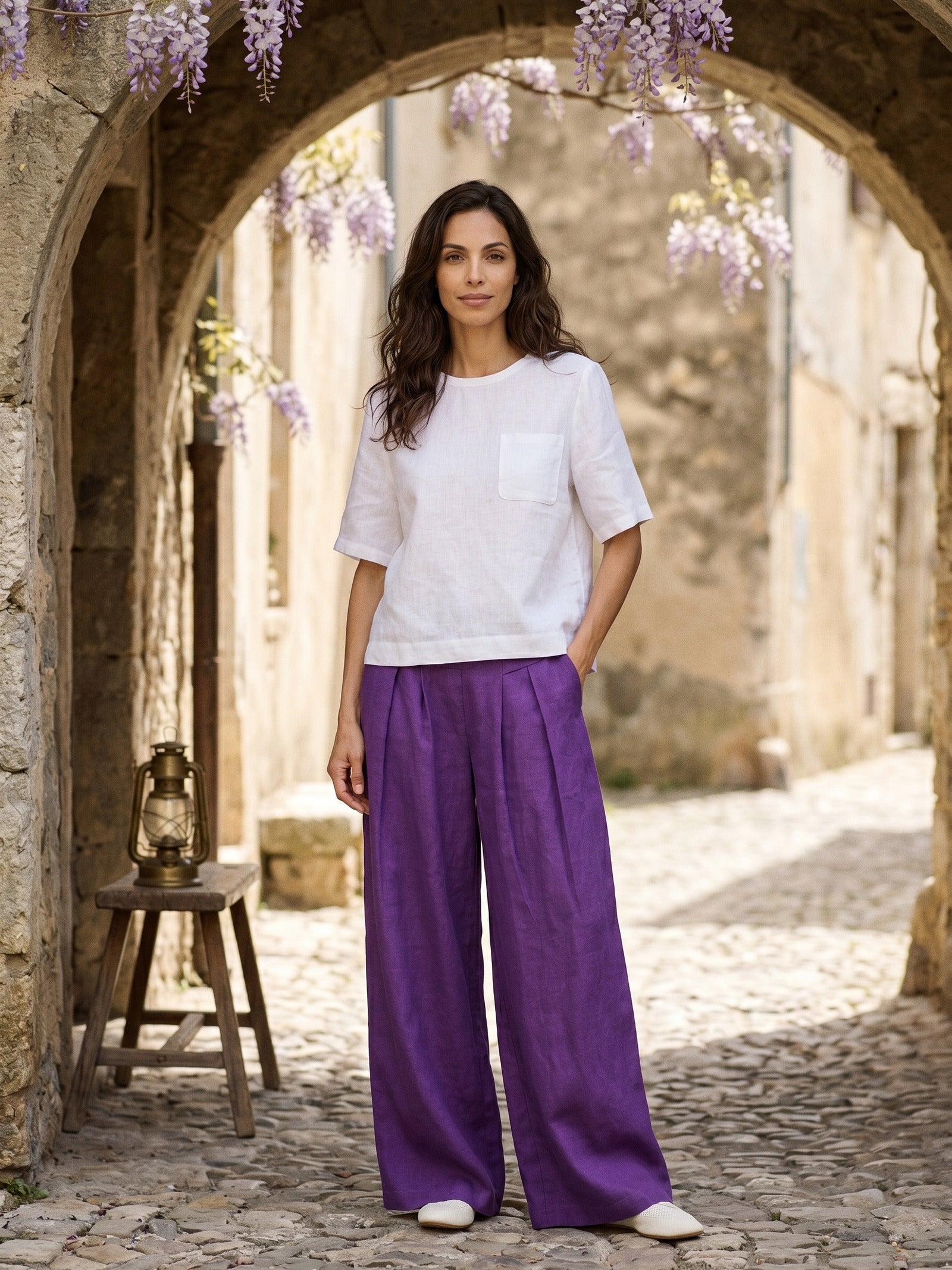 100% Linen Drop Shoulder Boxy Top REGINA