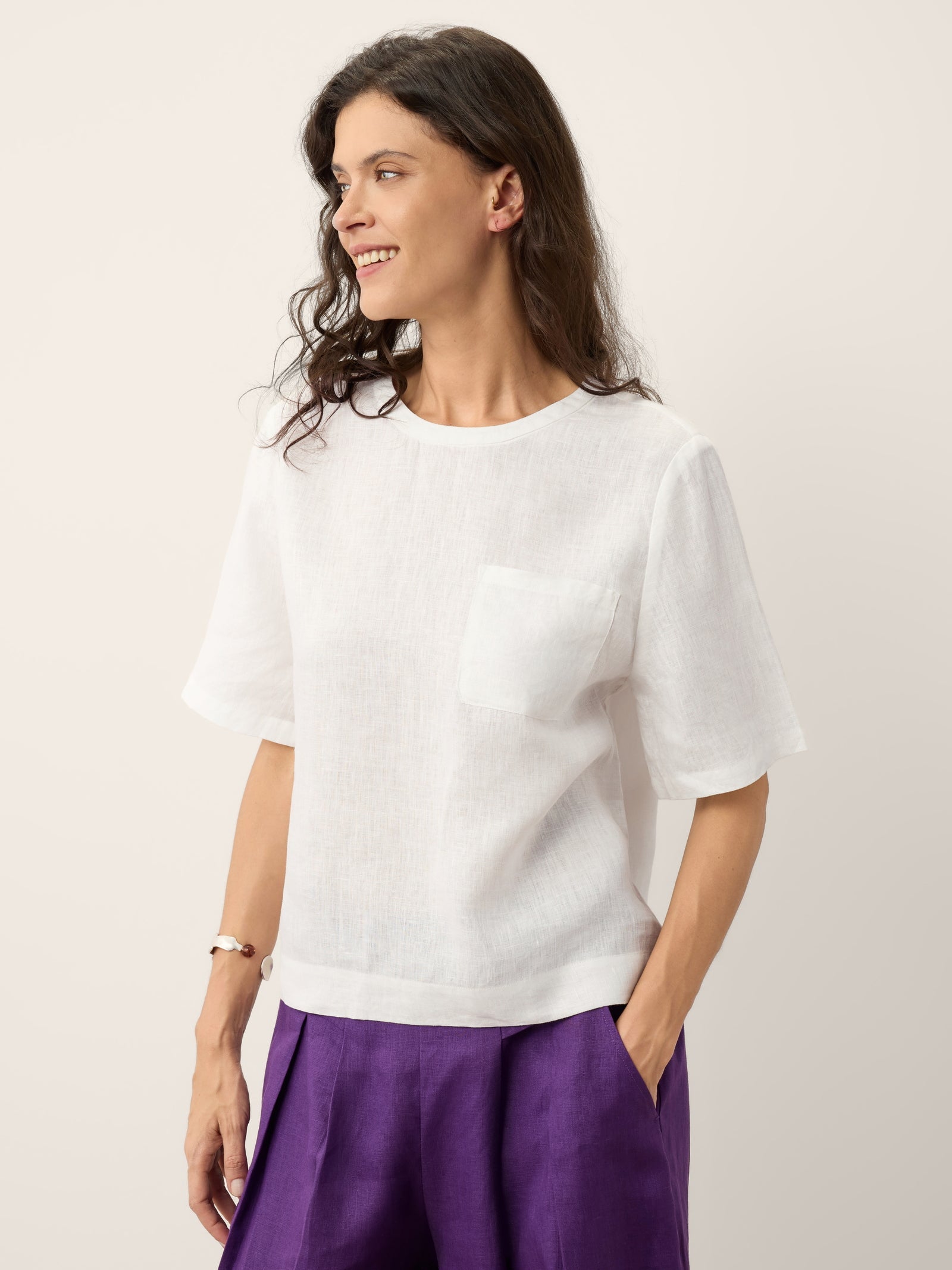 100% Linen Drop Shoulder Boxy Top REGINA
