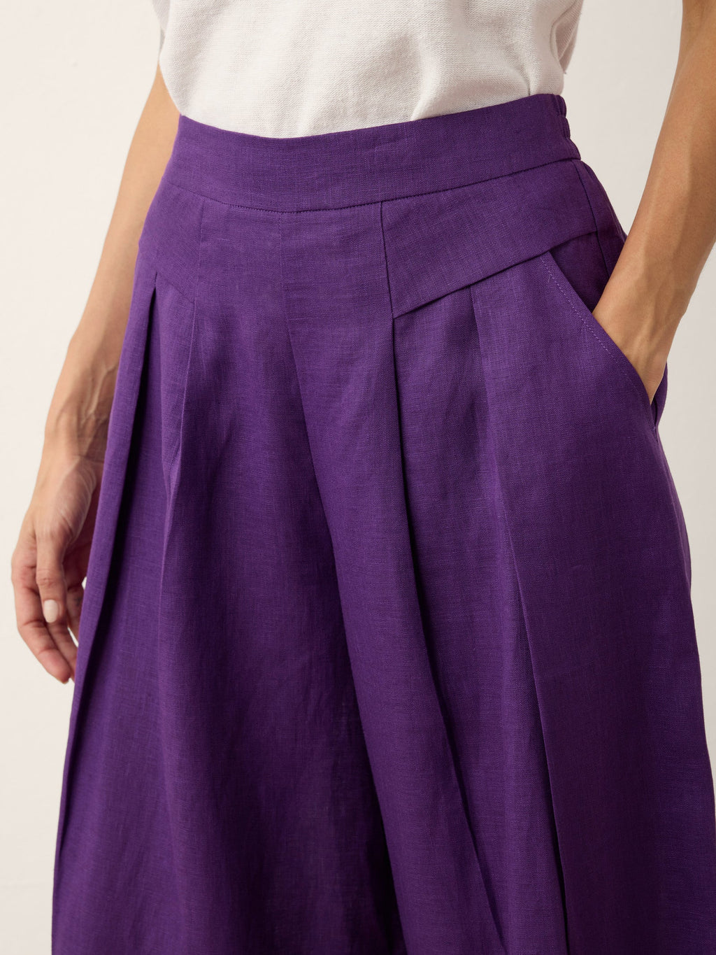 100% Linen Pleated Waist Wide Leg Pants LOUISA