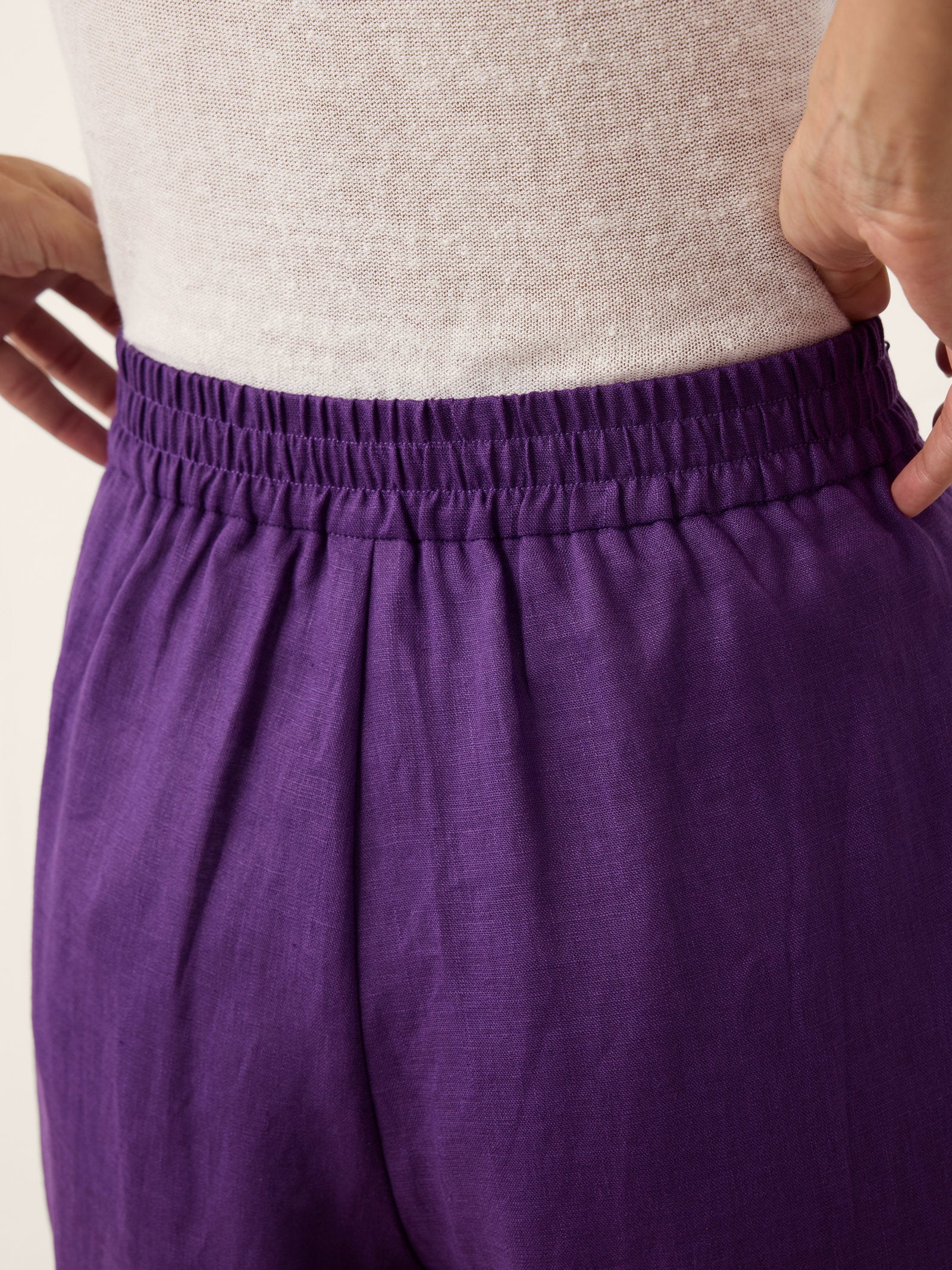 100% Linen Pleated Waist Wide Leg Pants LOUISA