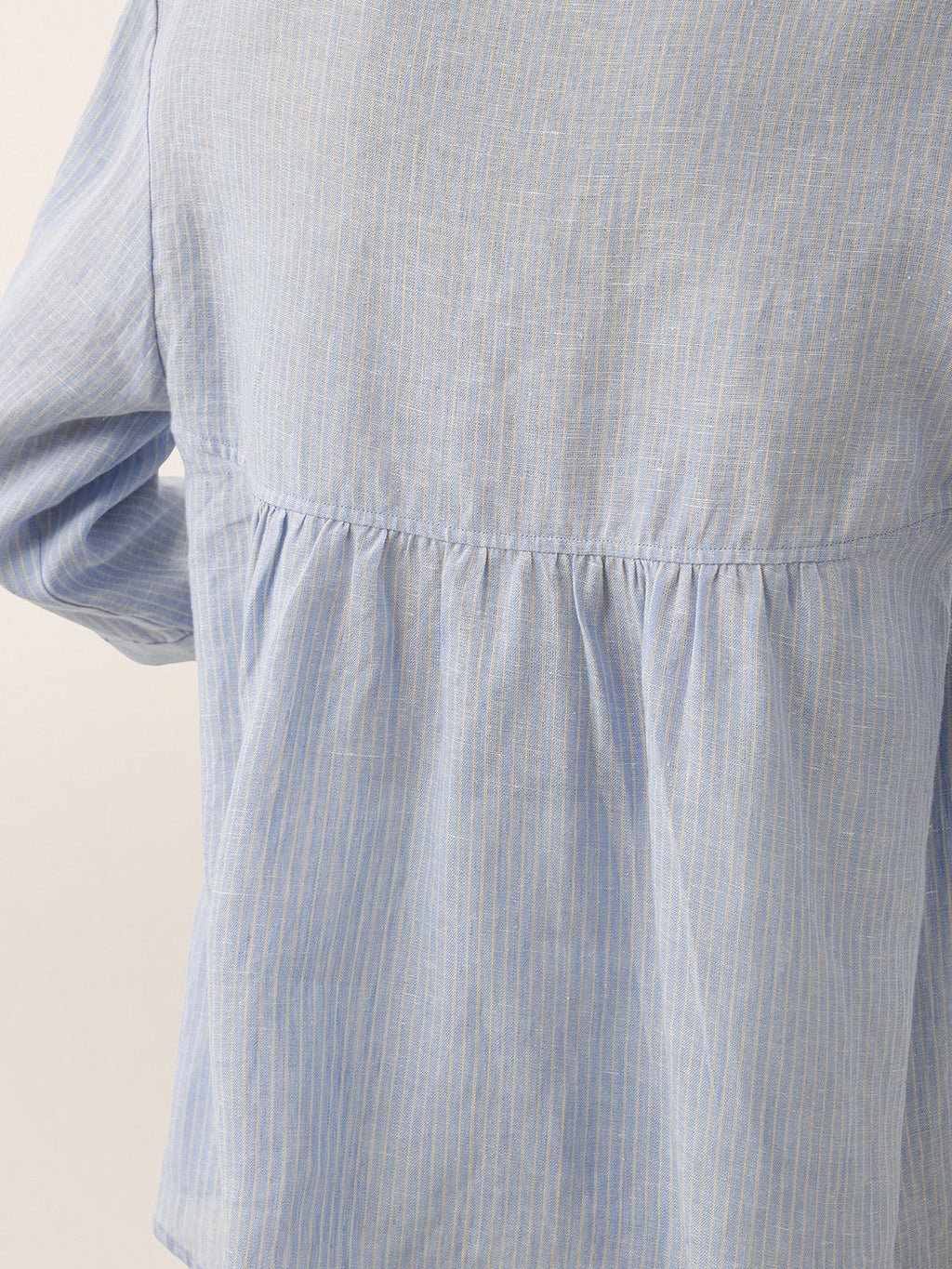 100% Linen Round Neck Artistic Stripe Top FLORENCE