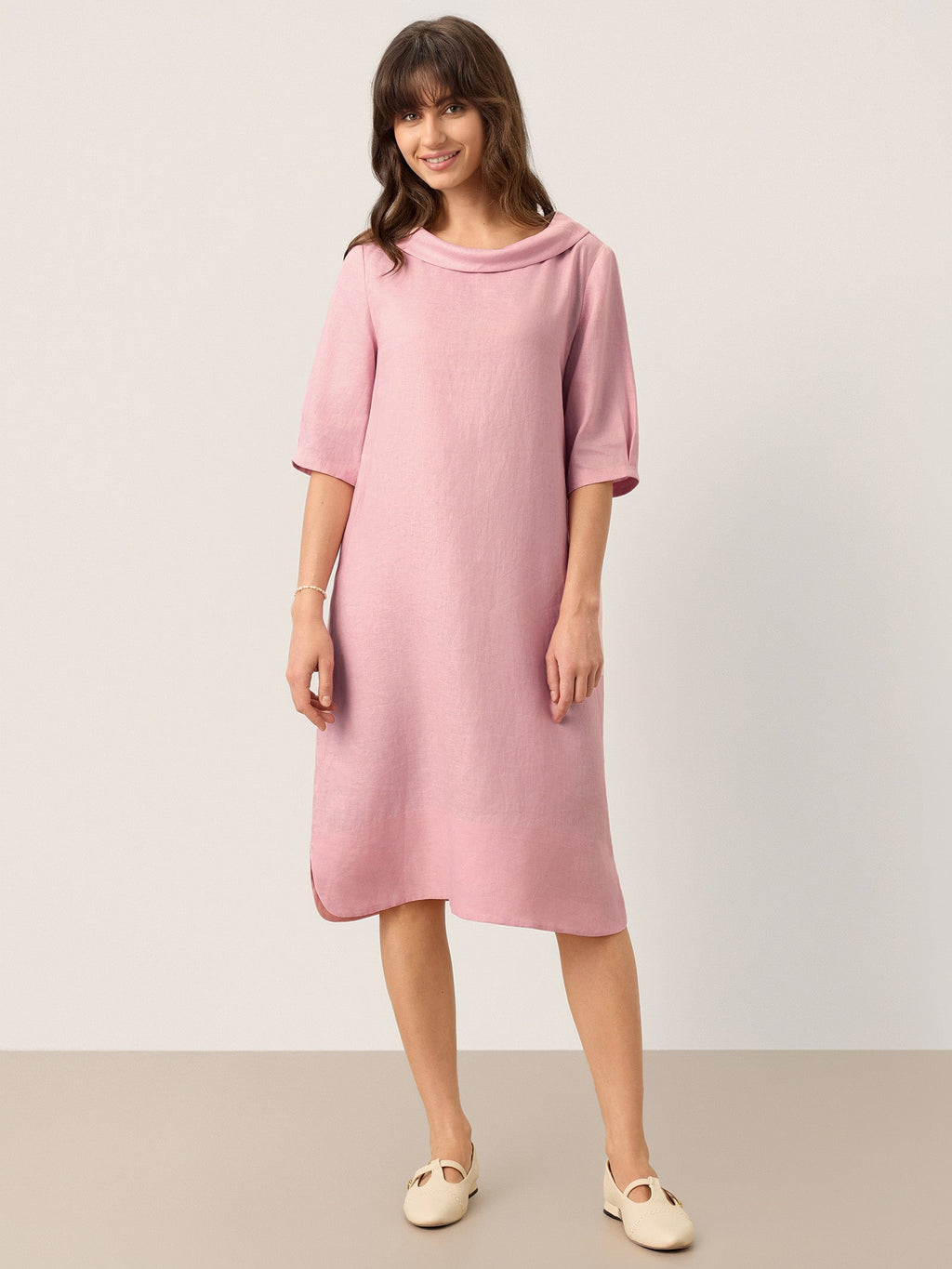 100% Linen Sculpted Bateau Tie-Back Mini Dress SABRINA