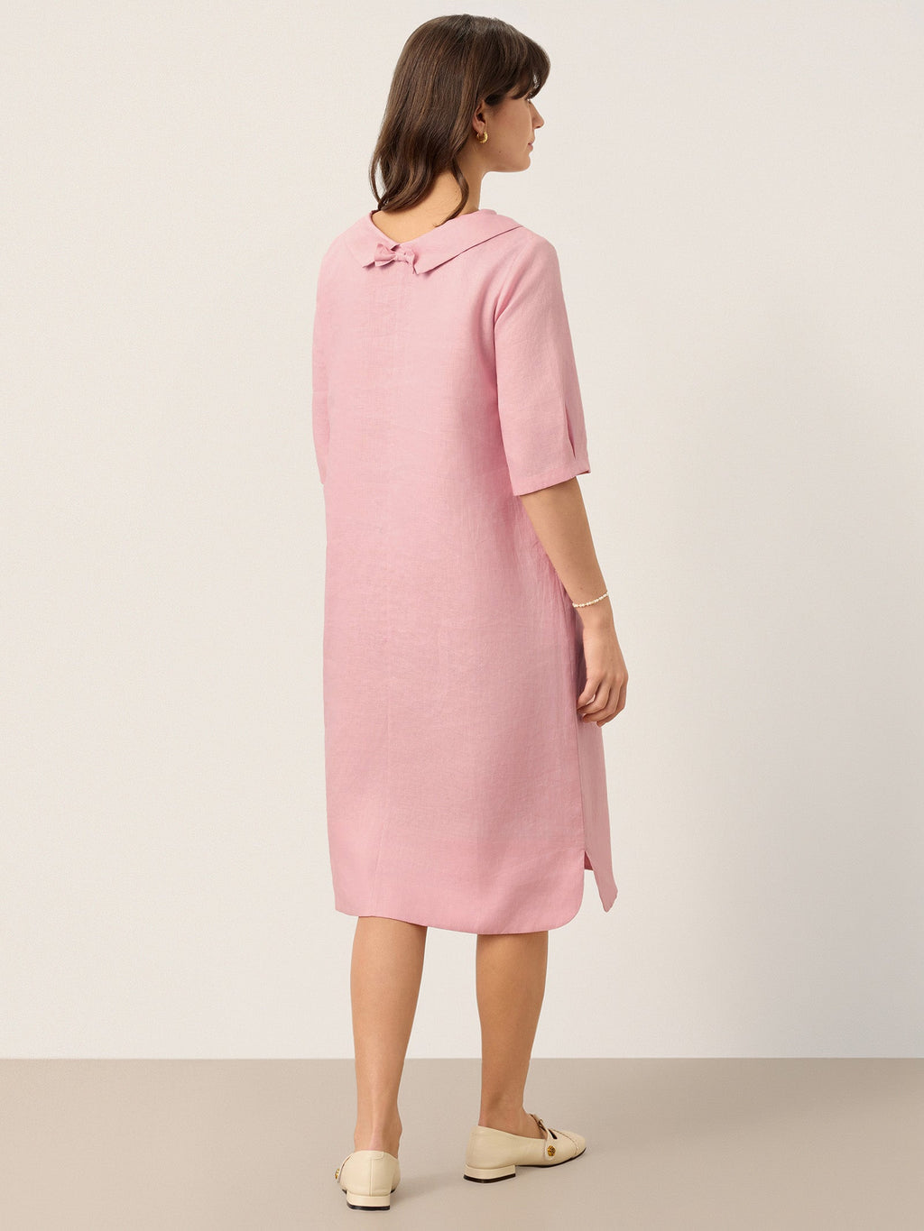100% Linen Sculpted Bateau Tie-Back Mini Dress SABRINA