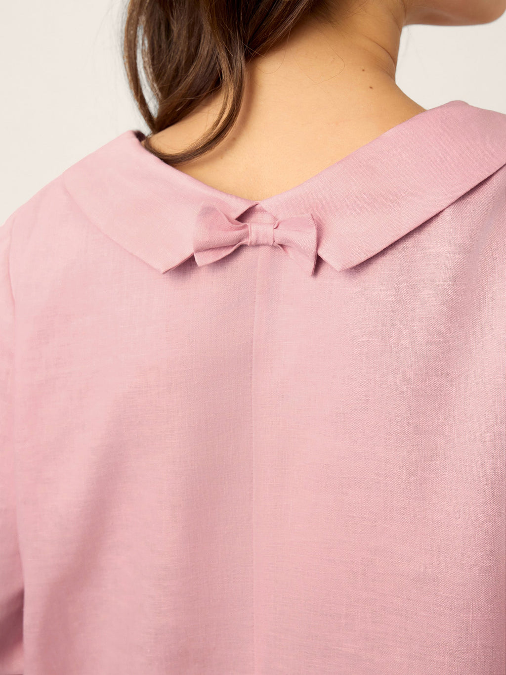 100% Linen Sculpted Bateau Tie-Back Mini Dress SABRINA