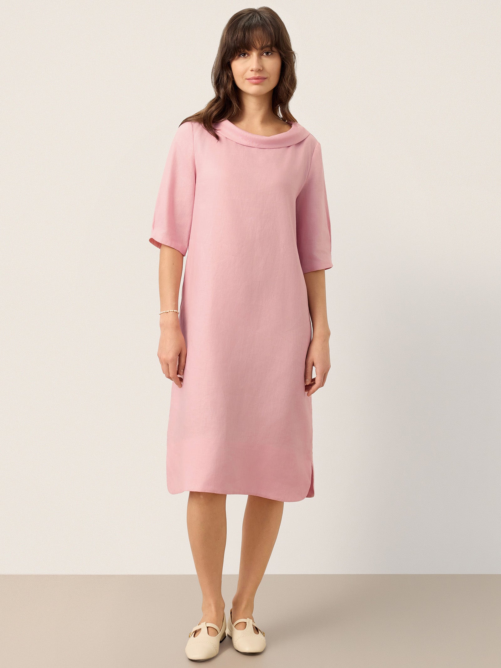 100% Linen Sculpted Bateau Tie-Back Mini Dress SABRINA