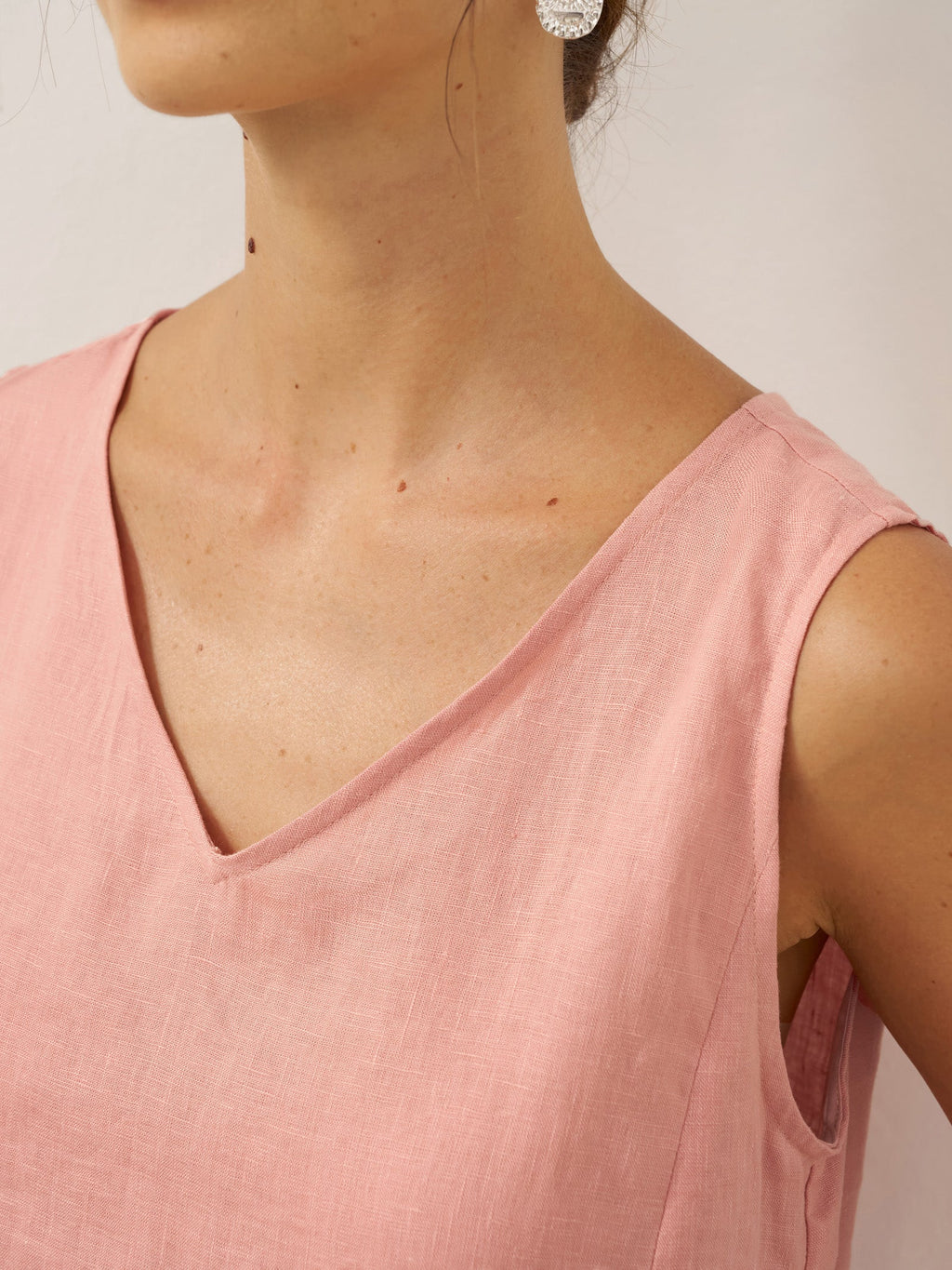 100% Linen Sleeveless A-Line Midi Dress TARA