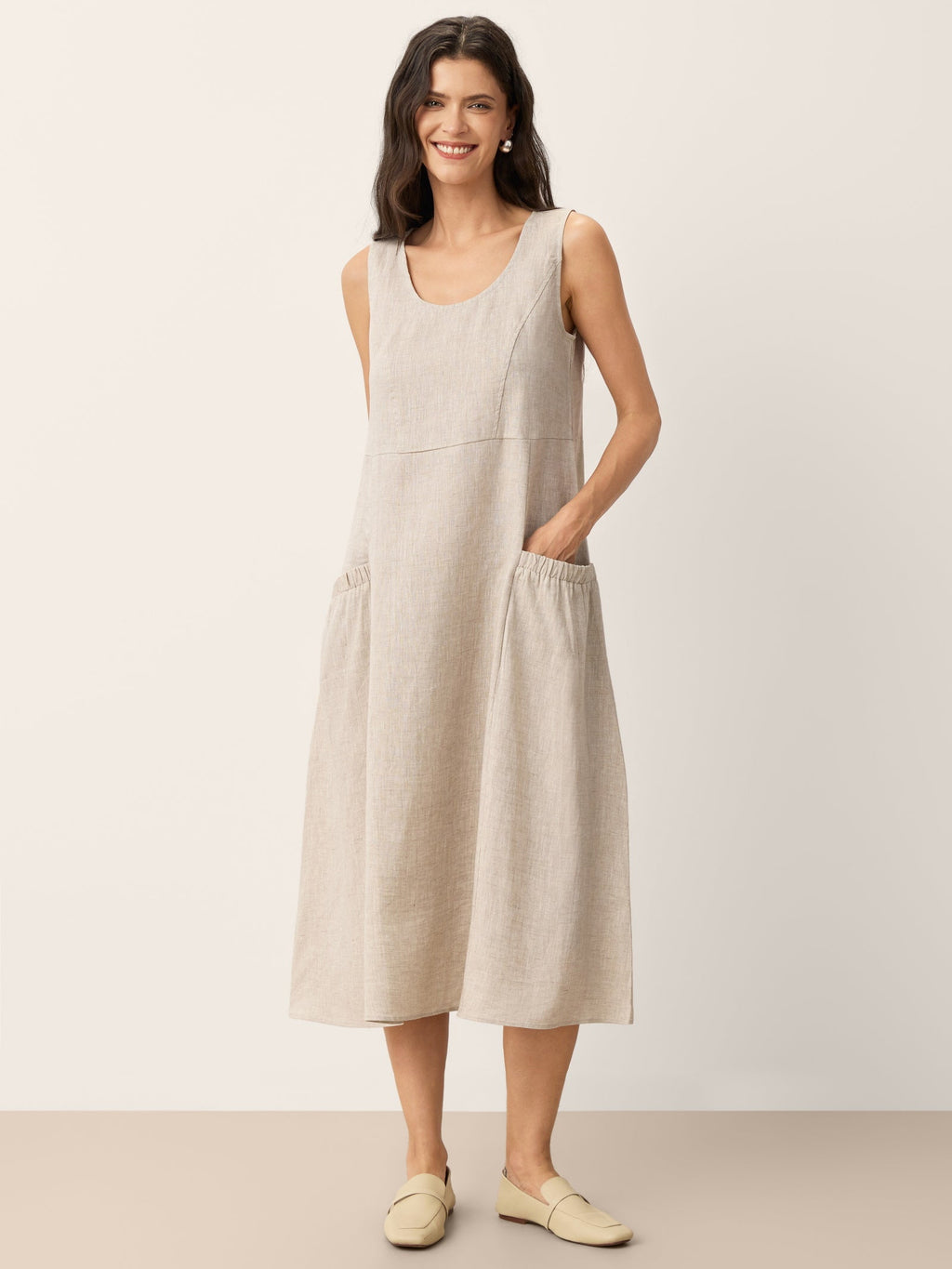 100% Linen Swing Beach Tank Dress GIANA
