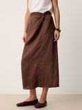 100% Linen Twist-Waist Slit Skirt LIVANA