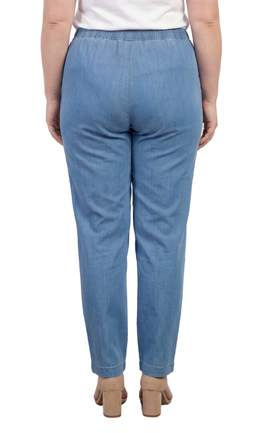 Women's Lightweight Pull-On Denim Jeans — Elastic Waist No Zipper