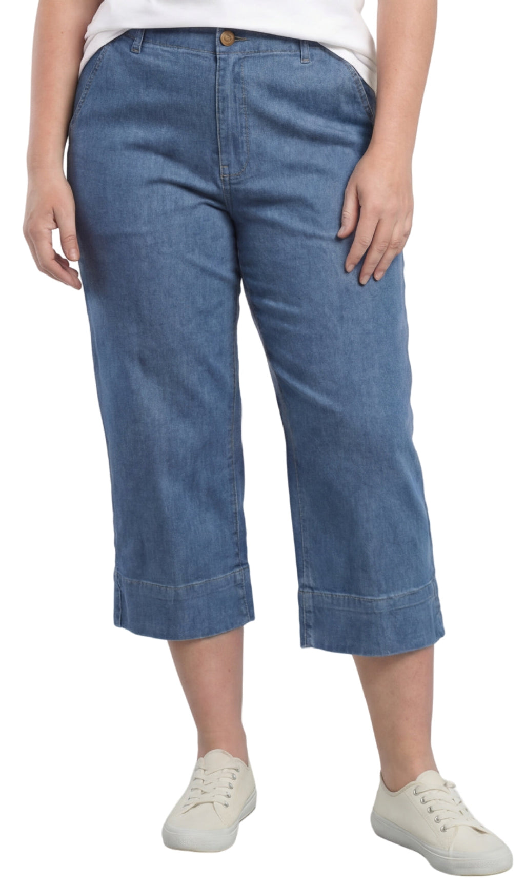 Women's Straight Leg Denim Capri Pants — Lightweight Cotton Blend