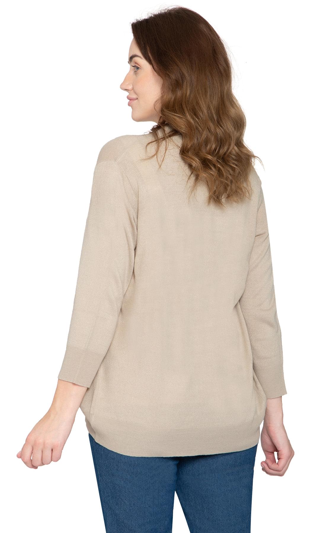 Women's Open Front Curved Hem Cardigan — Cashmere-Like Soft Knit