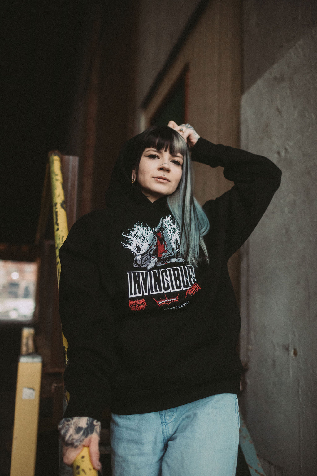 Neck Snap Pullover Hoodie