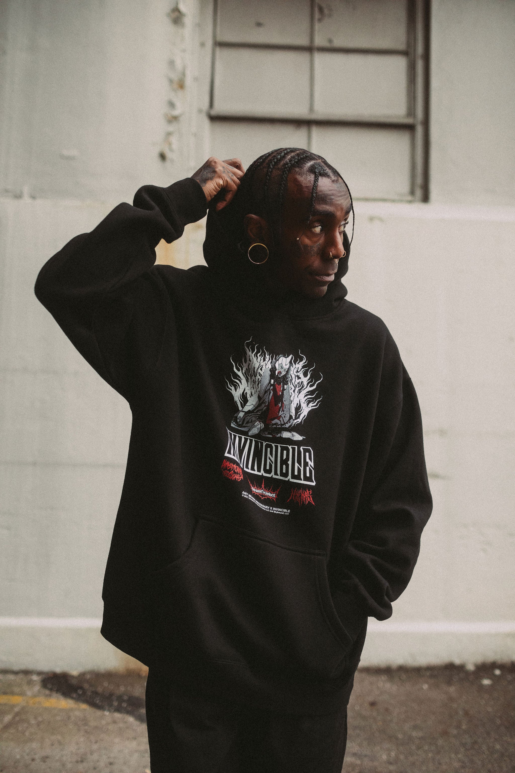Neck Snap Pullover Hoodie