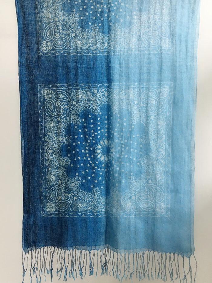 Artisanal 100% Linen Wax-Dyed Scarf