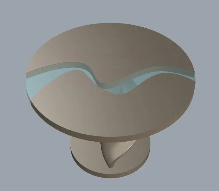 Round Epoxy Resin Table with Wooden Vortex Base Made of Walnut