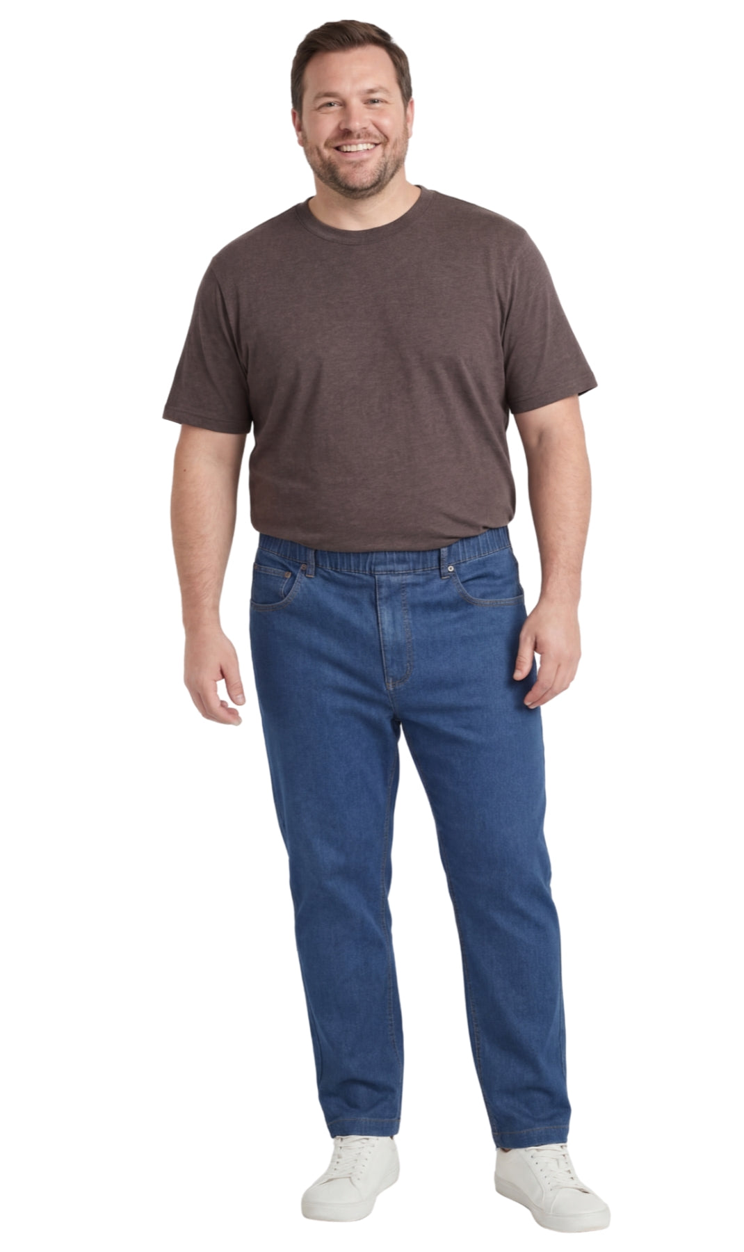 Men's Pull-On Denim and Twill Pants — Elastic Waist Easy Fit
