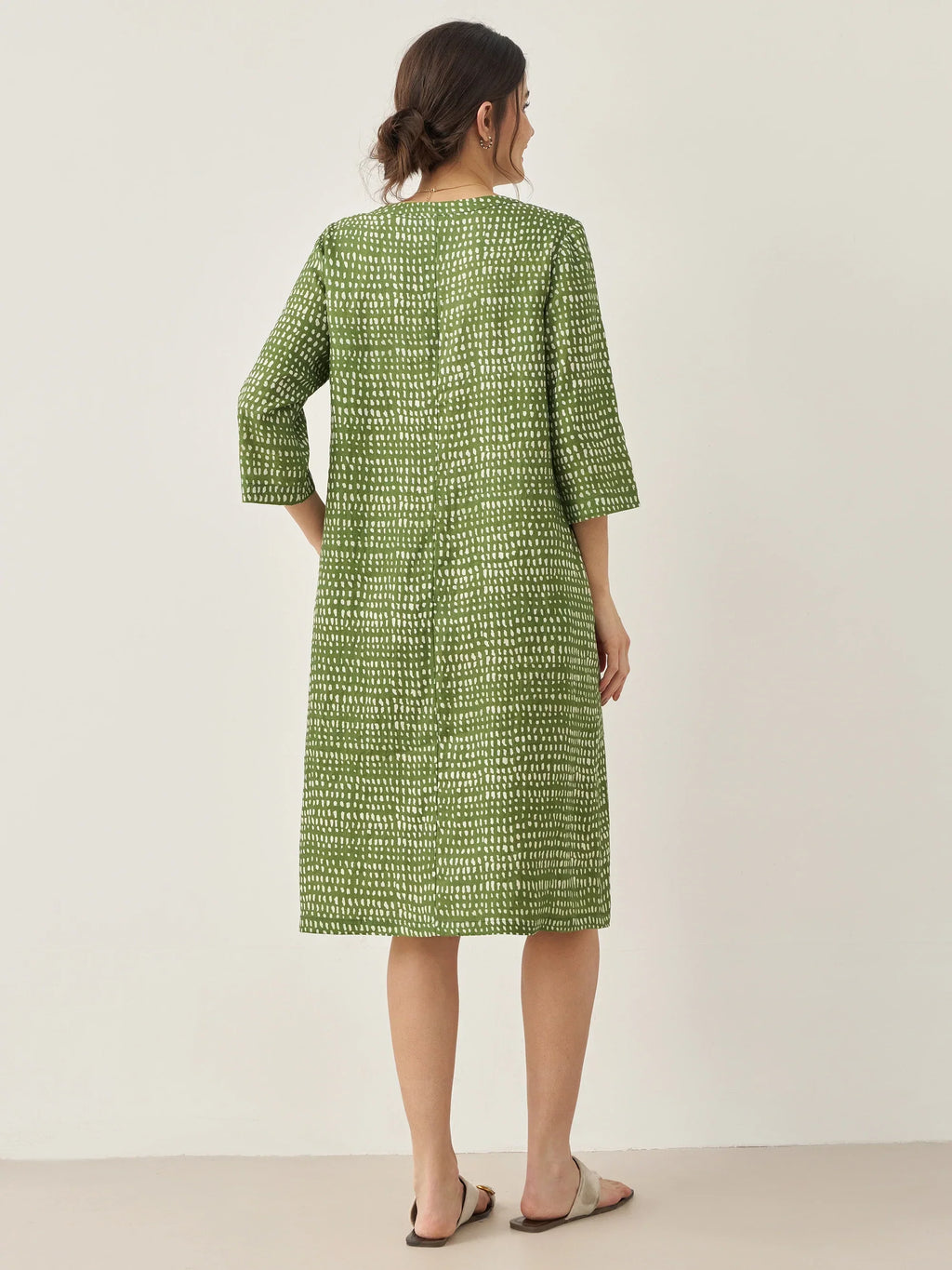 100% Linen V-Neck Dot Mini Dress LIRA