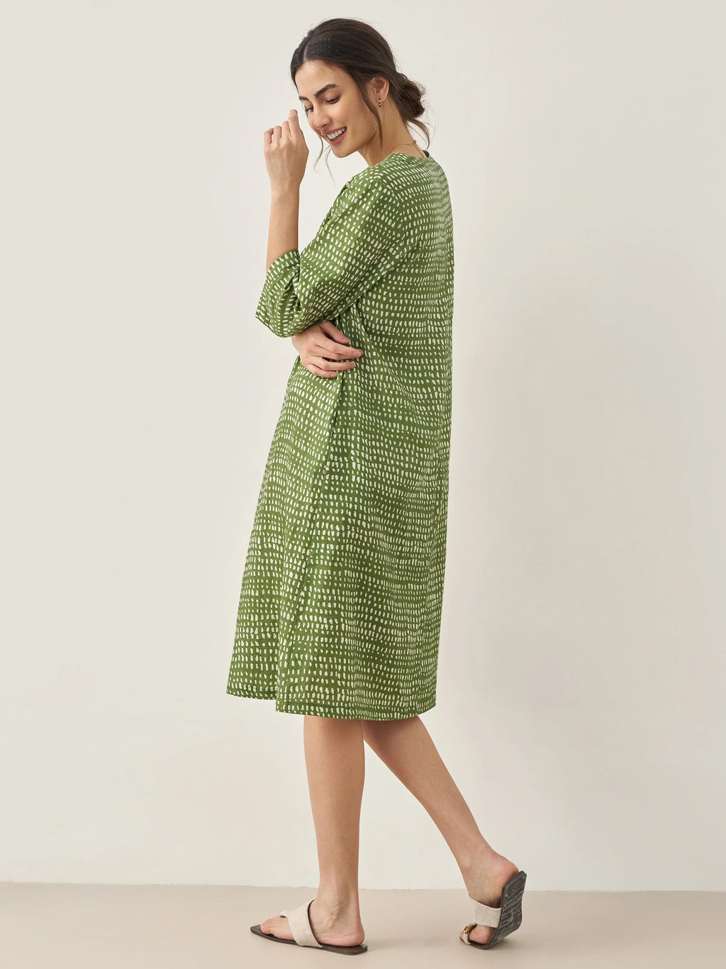 100% Linen V-Neck Dot Mini Dress LIRA
