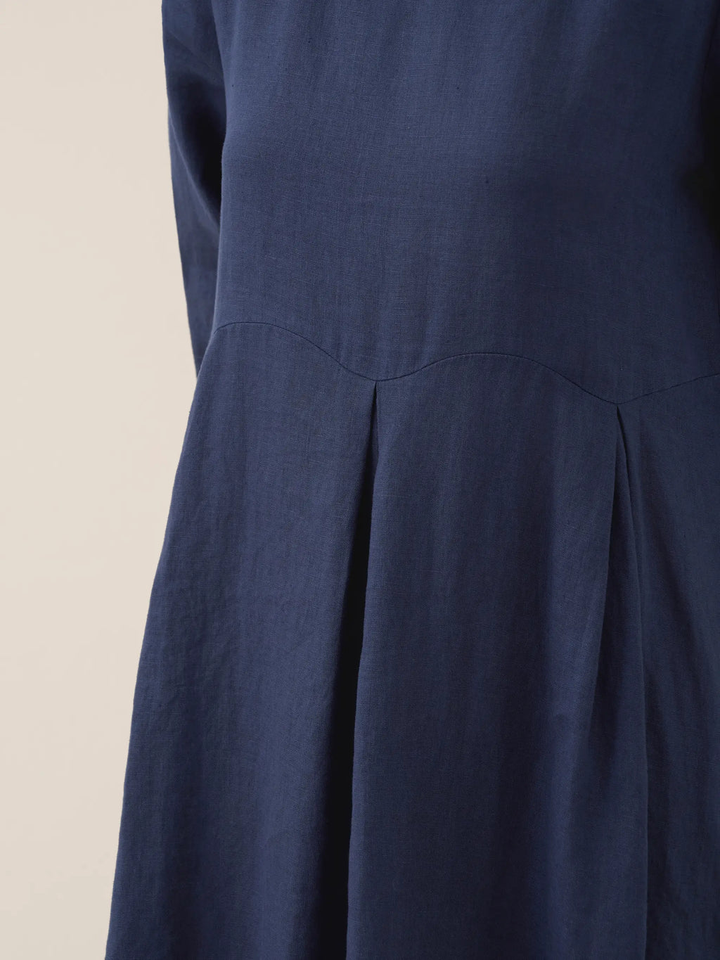 100% Linen Bateau Neck Pleated Midi Dress