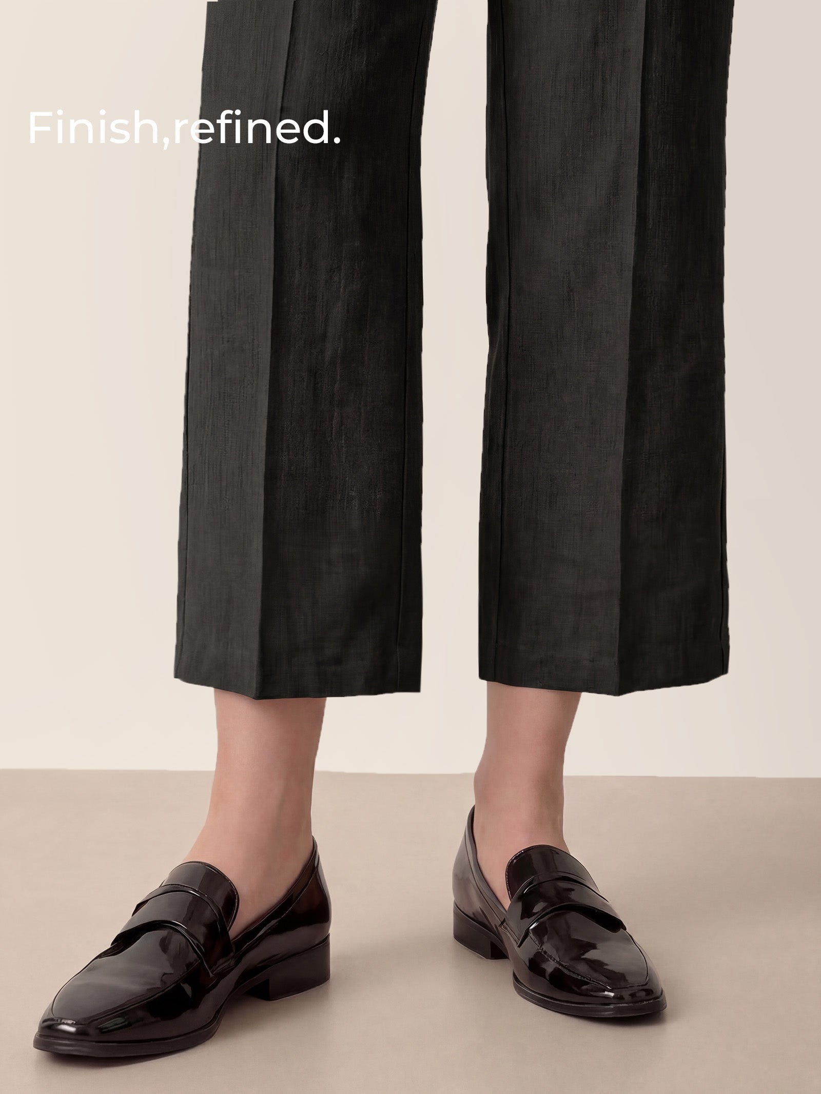 Linen Tailored Wide Leg Full Length Pants LEIGHTON