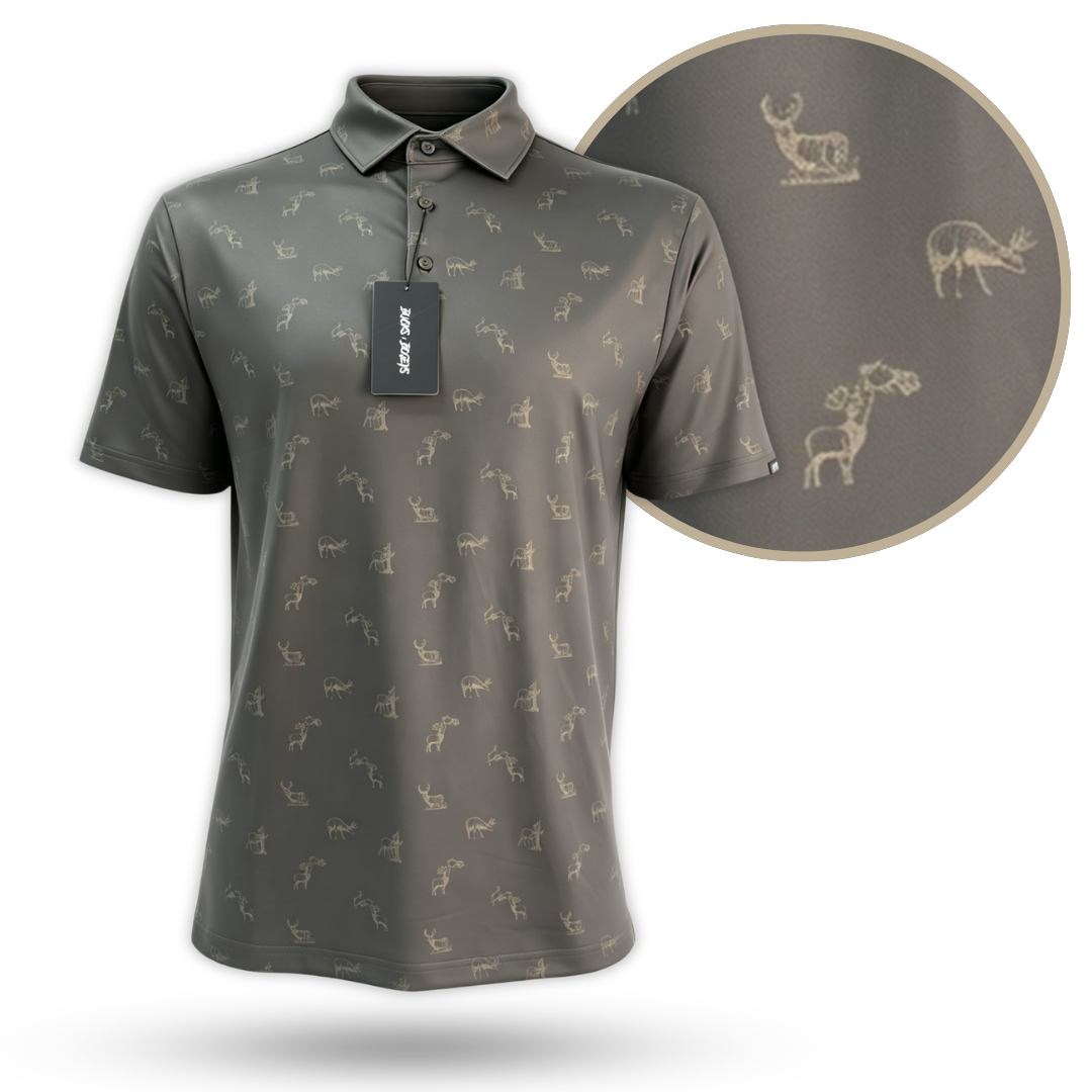 "Get Bucked" Golf Polo - Brown
