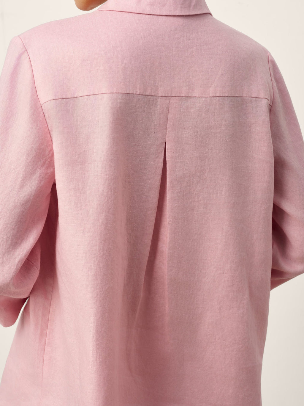 100% Linen Layered Lapel V-neck Sculpted Front Pleat Longline Top ODALYS