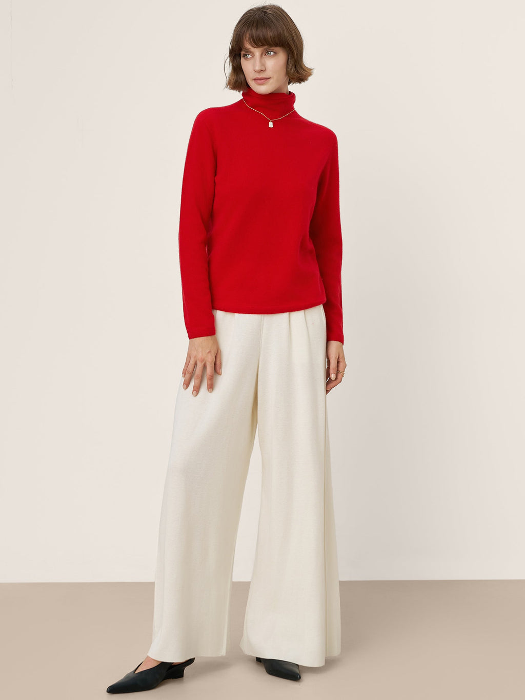 Premium Cashmere Blend Hand-Finished Seamless Turtleneck Knit Top TOVE