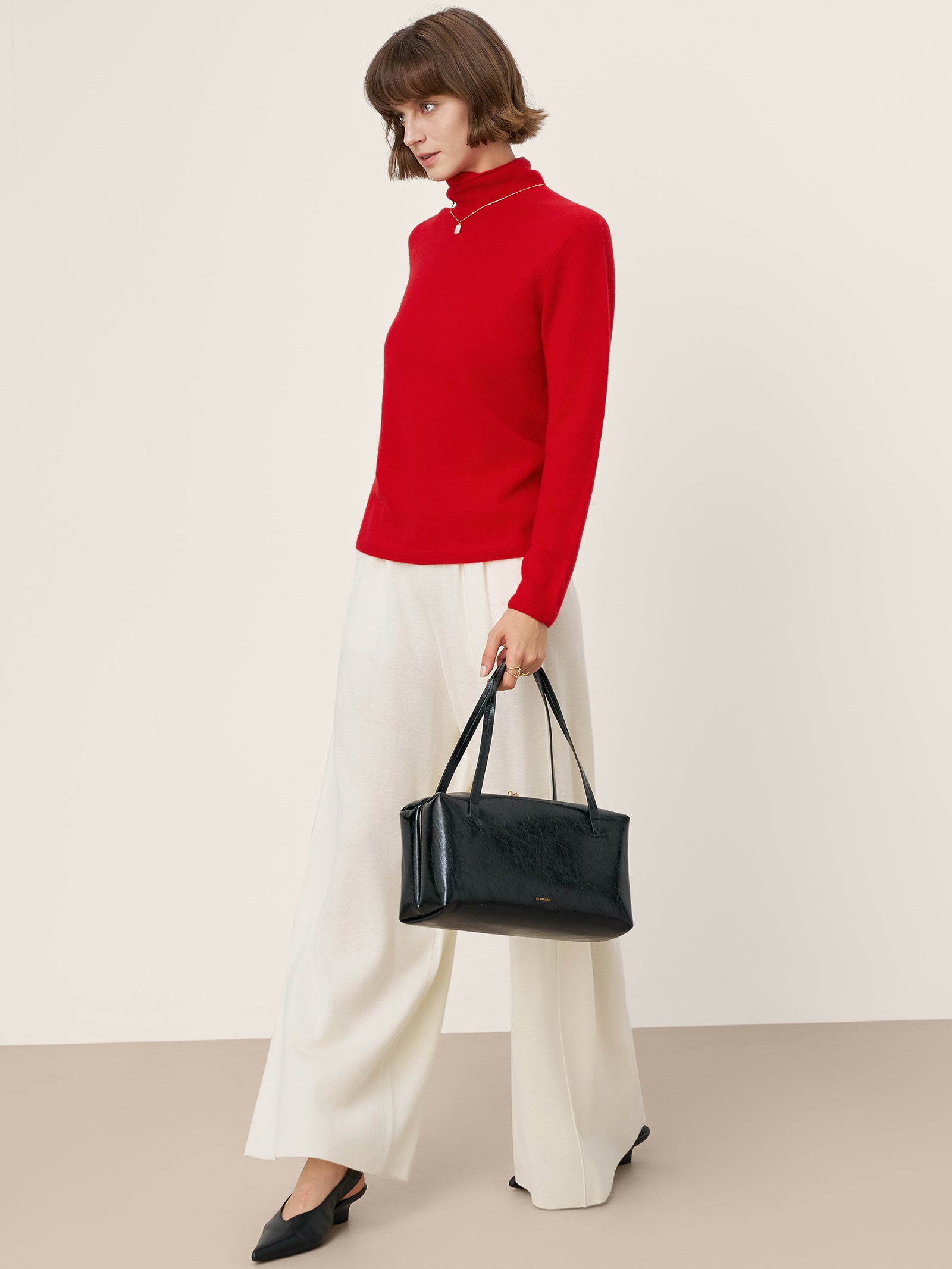 Premium Cashmere Blend Hand-Finished Seamless Turtleneck Knit Top TOVE