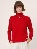 Premium Cashmere Blend Hand-Finished Seamless Turtleneck Knit Top TOVE