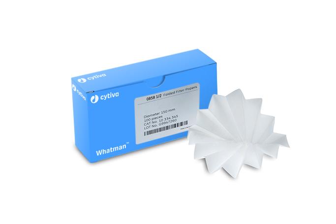 Whatman 10334345 Filter Circles, 150mm Dia, Folded Prepleated Grade 0858, 100/pk