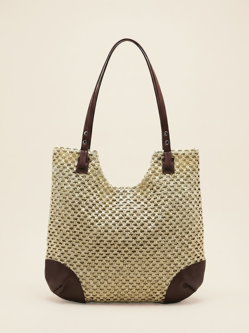 Woven Hollow-Out Shoulder Tote Bag