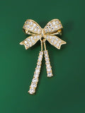 Alloy & Crystal Bow Fringed Mini Brooch