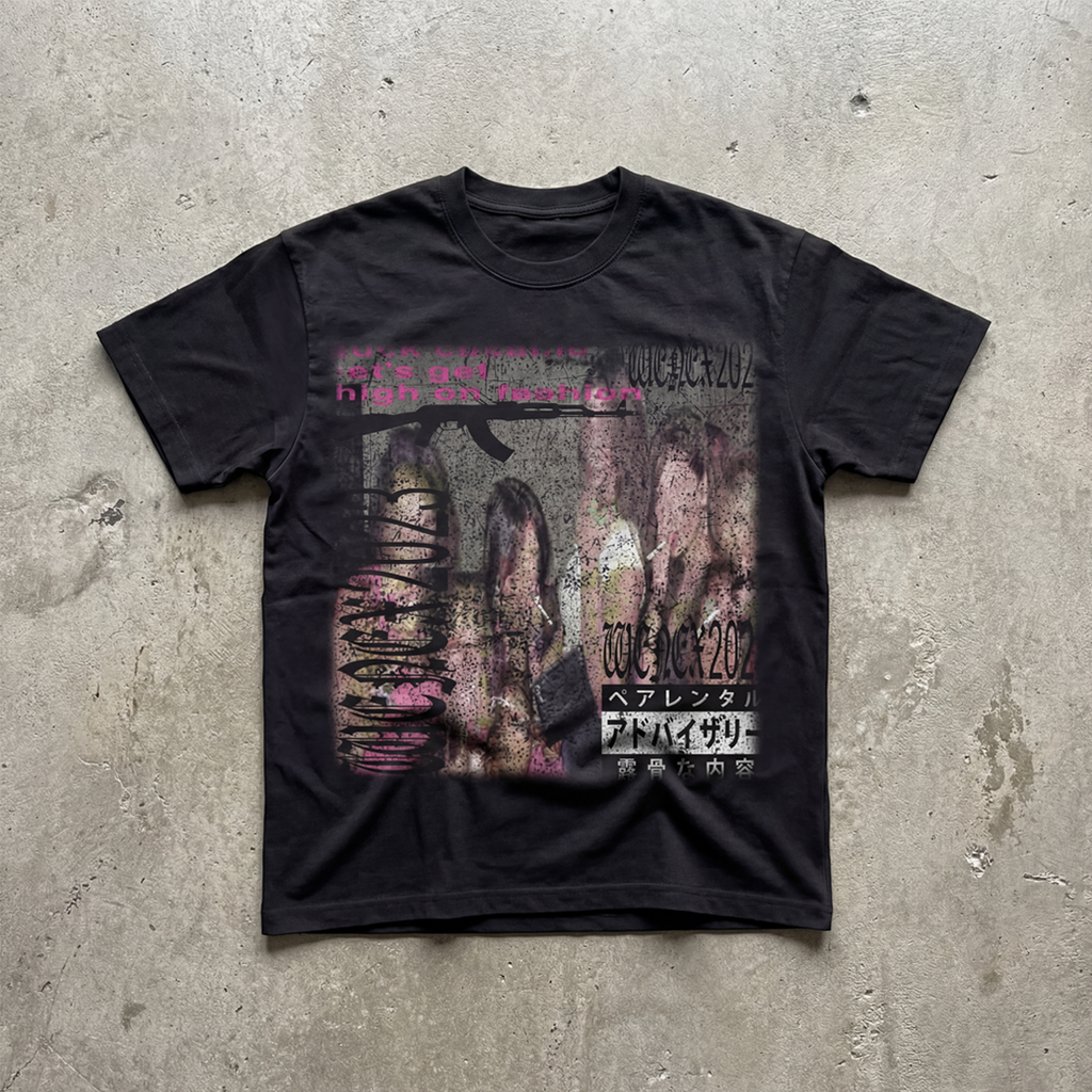 Drug Tee Streetwear Graphic Y2K Unisex Regular Fit Crew Neck T Shirt 220GSM Cotton
