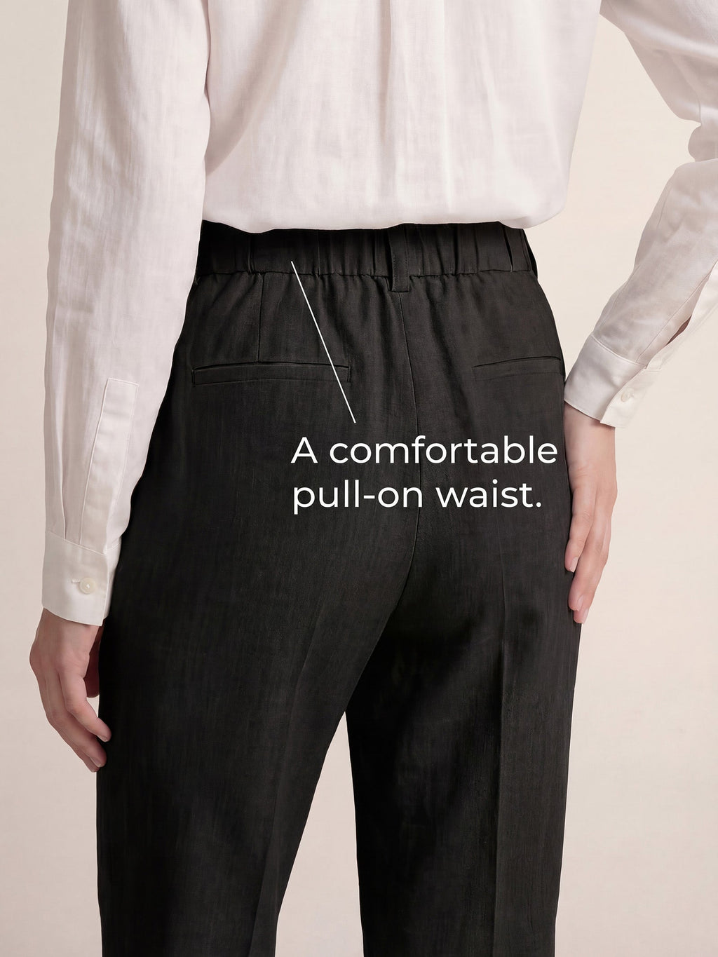 Linen Tailored Wide Leg Full Length Pants LEIGHTON