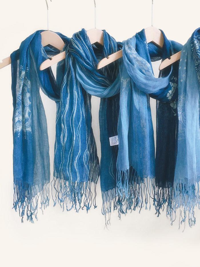 Artisanal 100% Linen Wax-Dyed Scarf